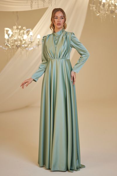 Önü Drape Saten Elif Abiye